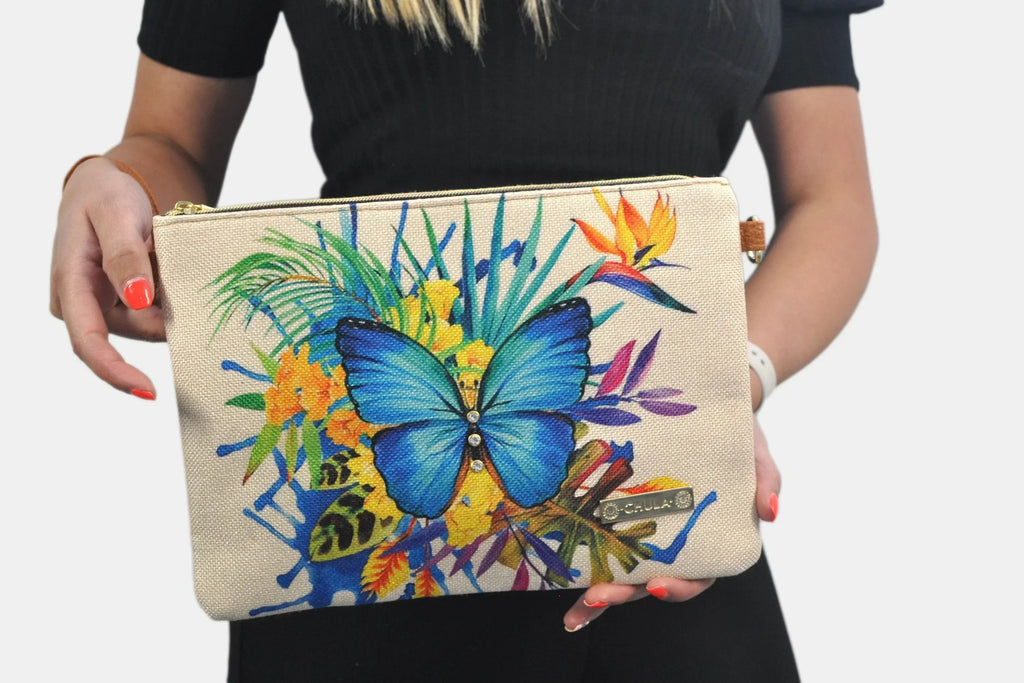Bolso de Mano y Bandolera Pequeño Clutch Mariposa jardín | CHULA Tulum