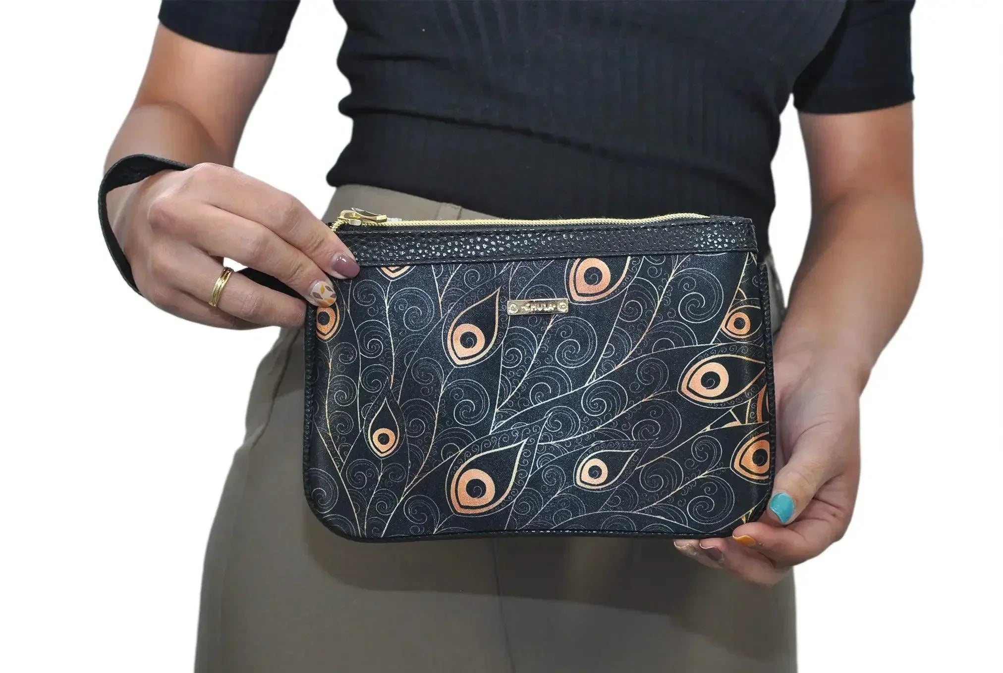 Bolso de mano pequeño Mini Clutch Peacock Golden | CHULA Tulum