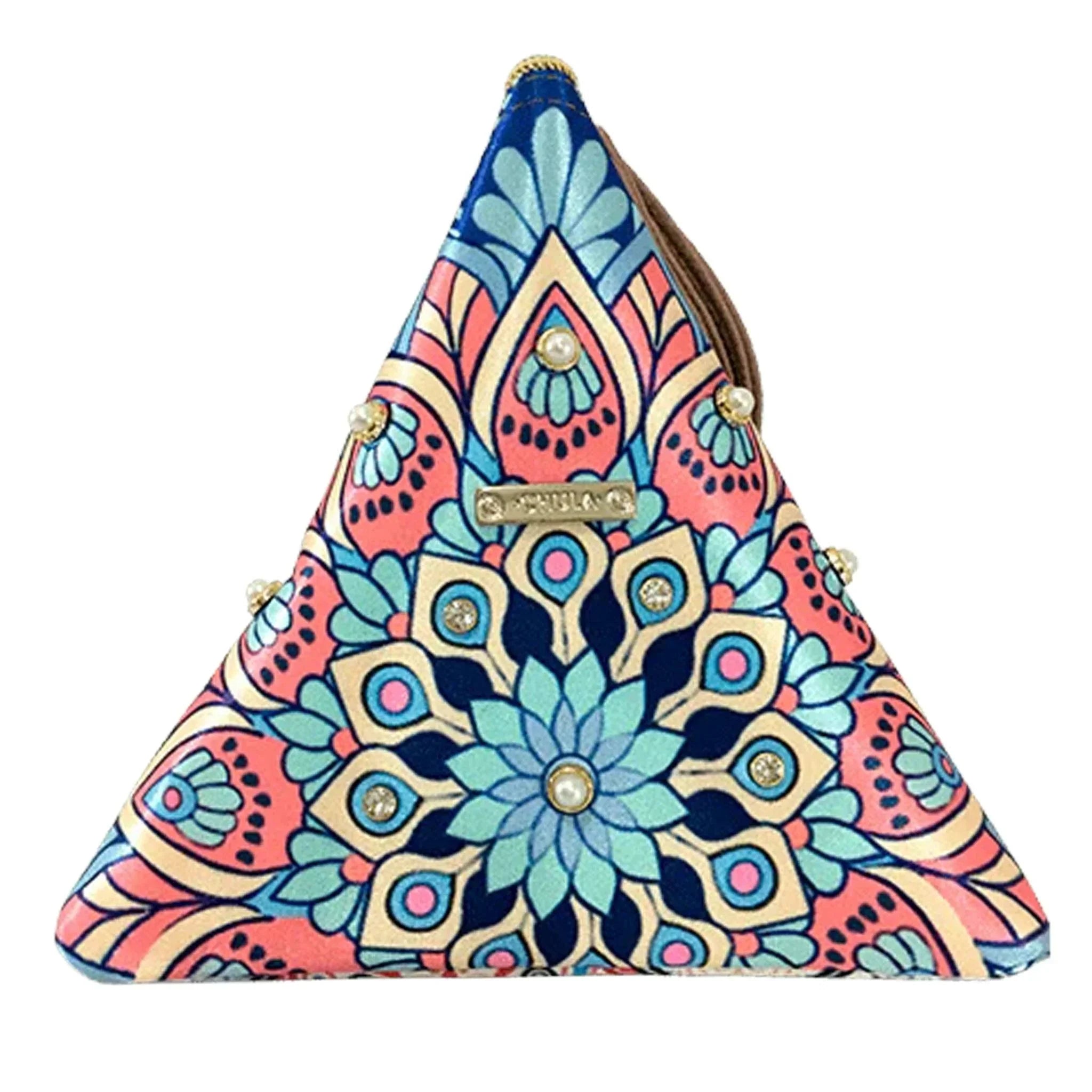 Bolso de mano pequeño Pirámide Mándala Turquesa | CHULA Tulum