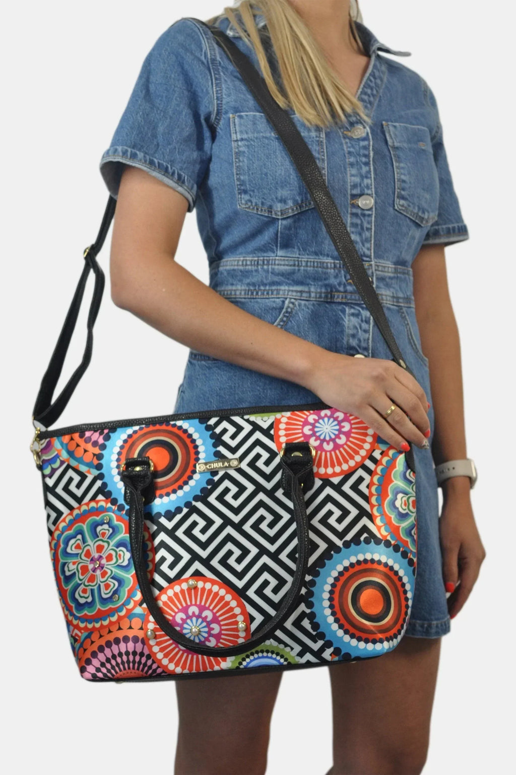 Bolso de hombro y bandolera grande Tania Círculos | CHULA Tulum