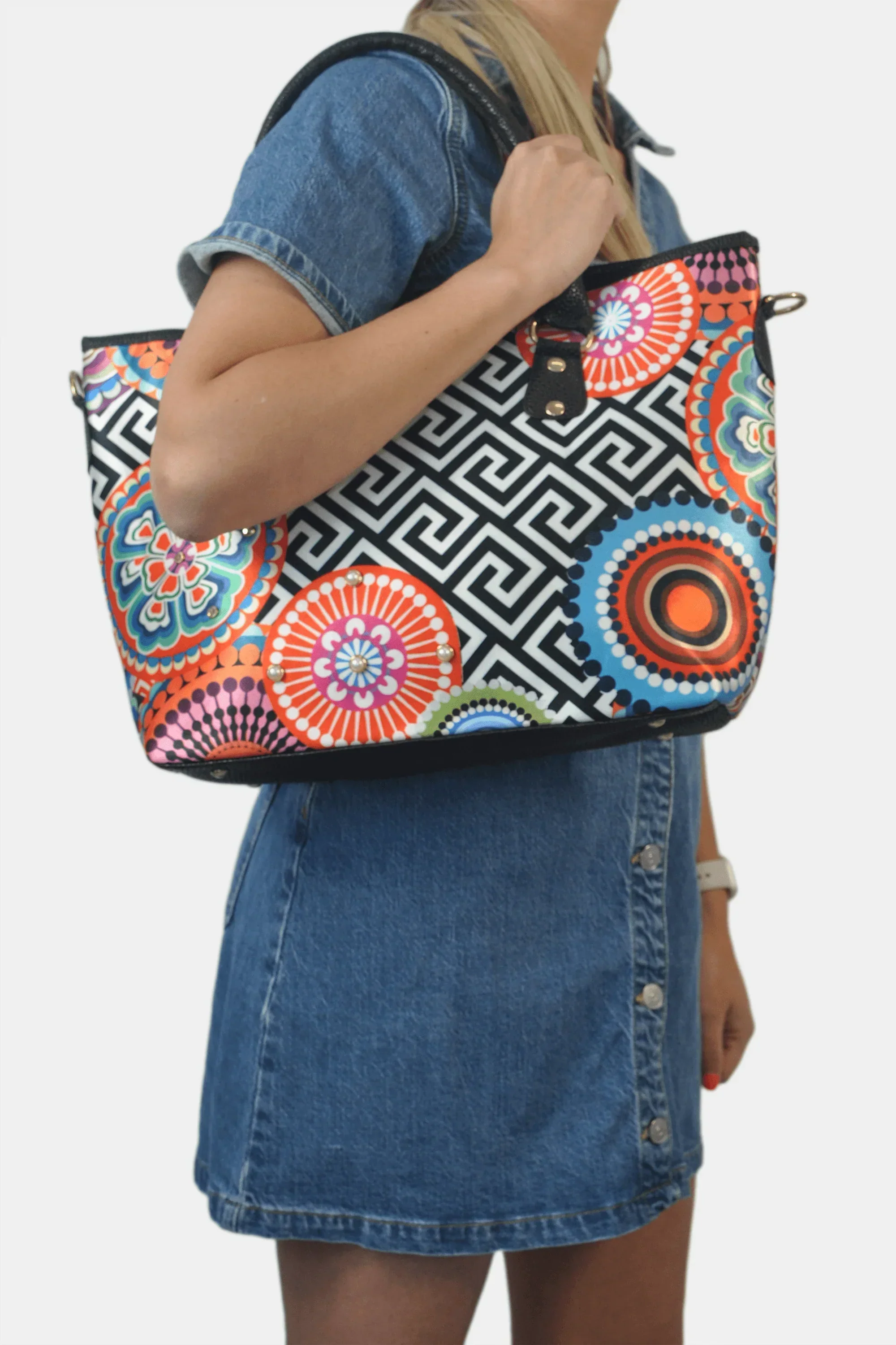 Bolso de hombro y bandolera grande Tania Círculos | CHULA Tulum