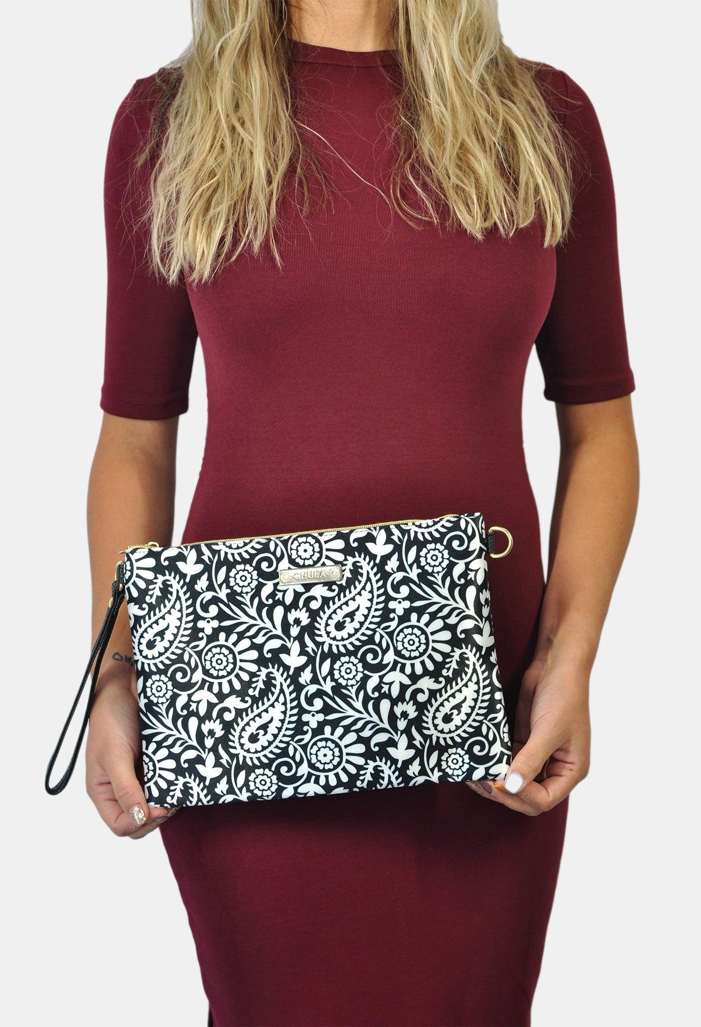 Bolso de Mano y Bandolera Pequeño Clutch Garigol negro | CHULA Tulum