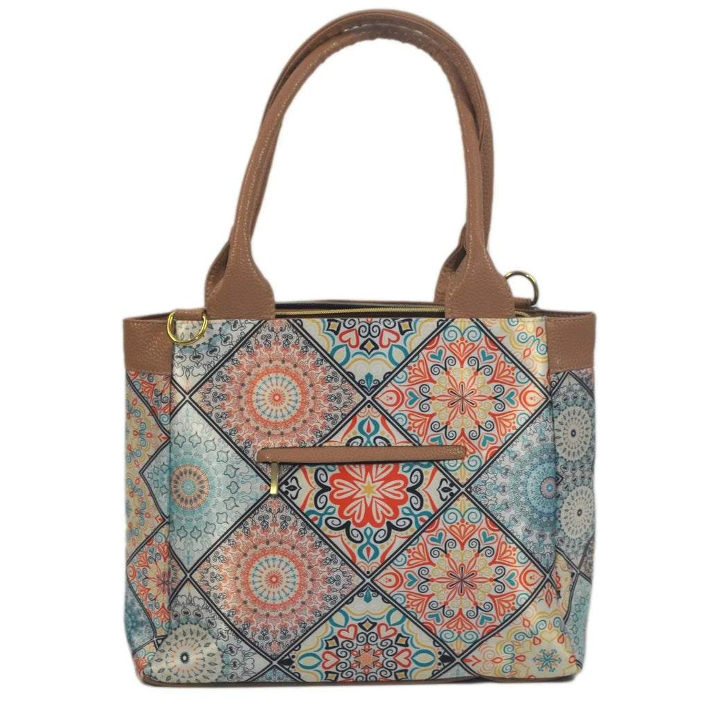 Bolso de hombro y bandolera grande de mujer Angie Mándala Turquesa | CHULA Tulum