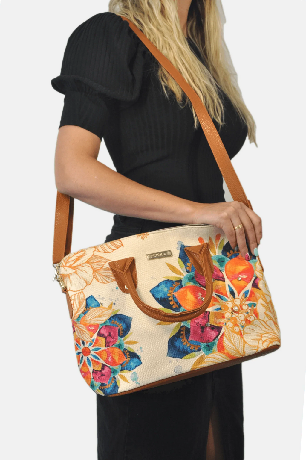 Bolso de mano y bandolera grande Lucia Fiesta de las flores | CHULA Tulum