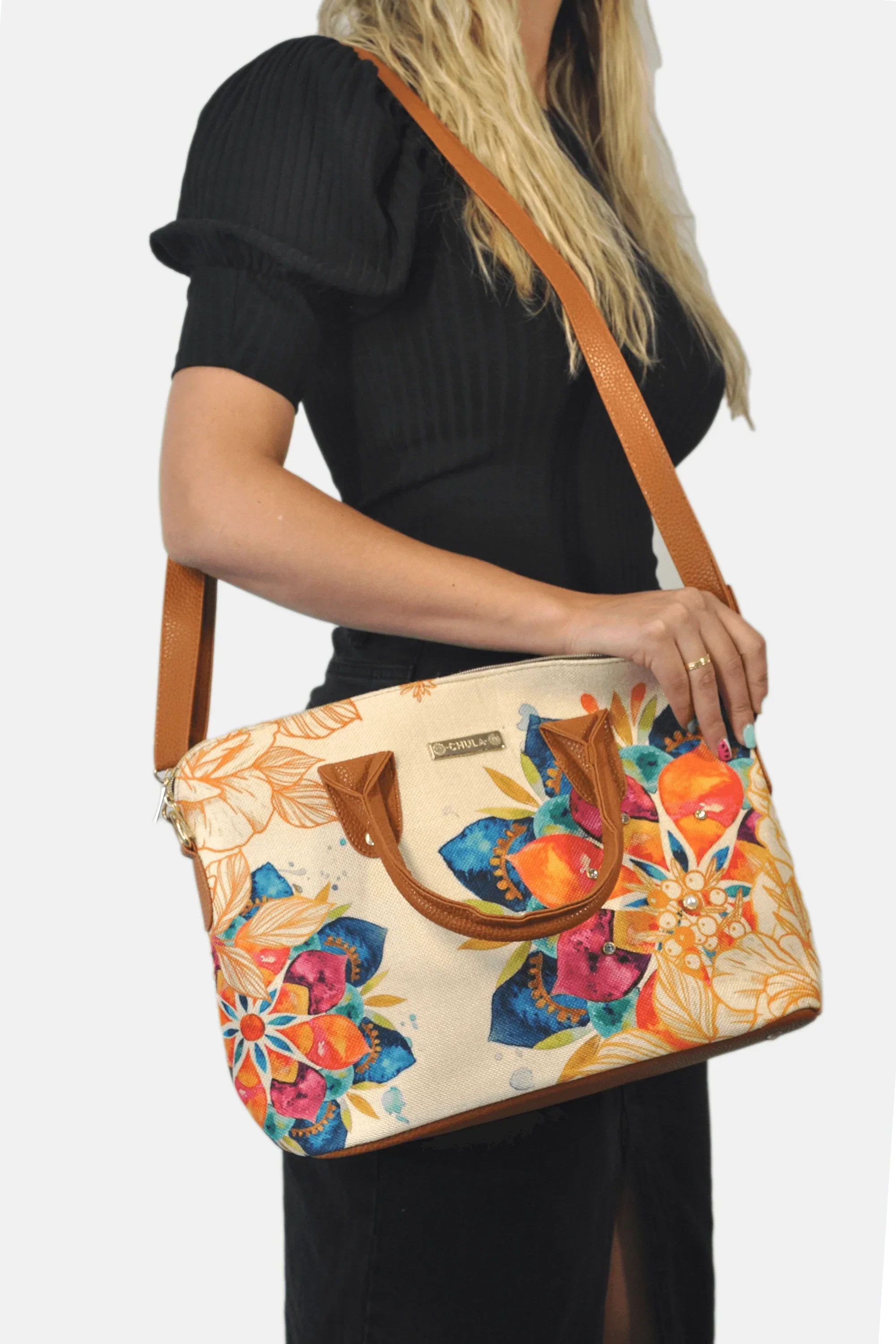 Bolso de mano y bandolera grande Lucia Fiesta de las flores | CHULA Tulum