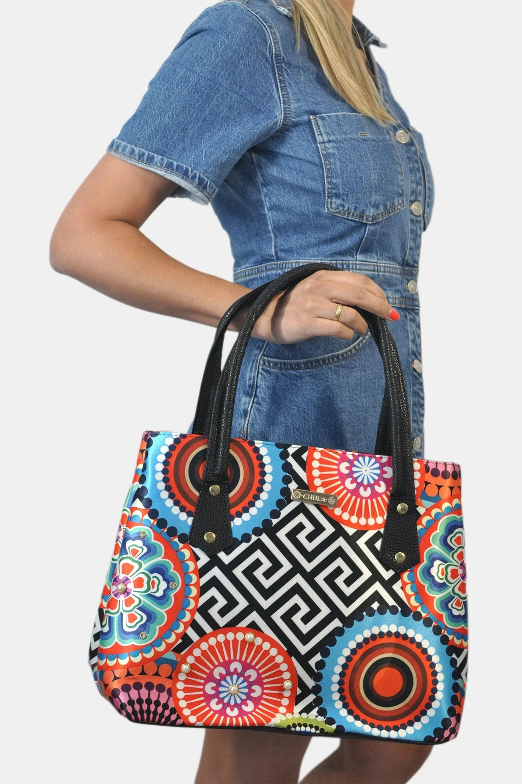 Bolso de hombro Shopper Tote de mujer grande Pupe Círculos | CHULA Tulum