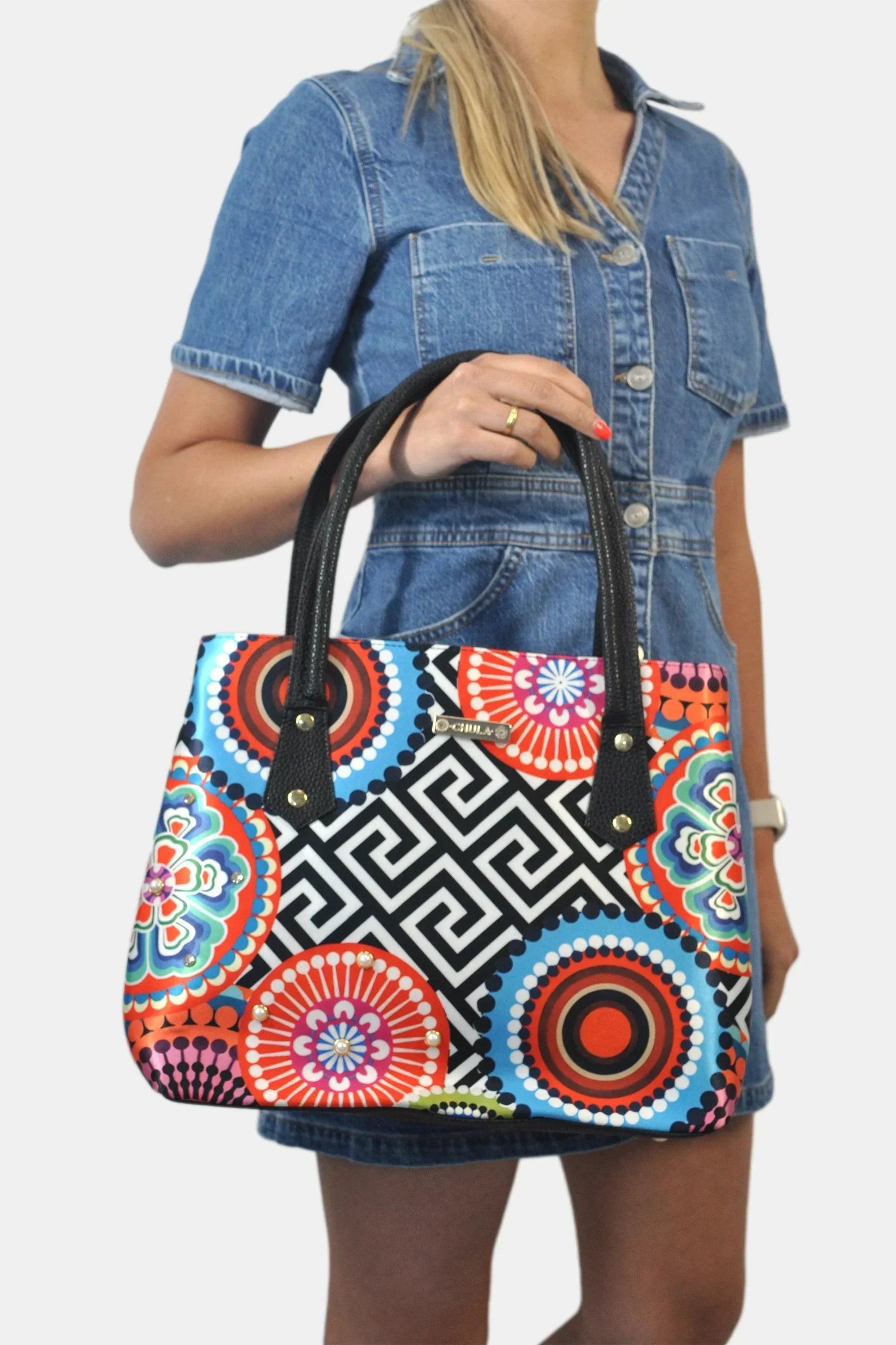 Bolso de hombro Shopper Tote de mujer grande Pupe Círculos | CHULA Tulum