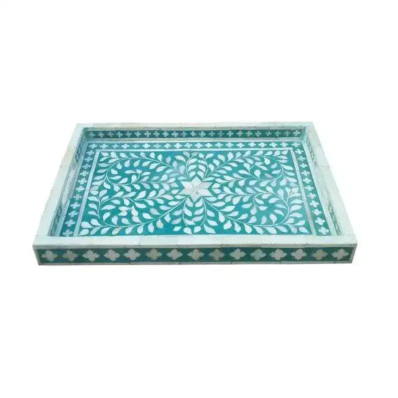 Bone Inlay Floral Geometric Decorative Tray