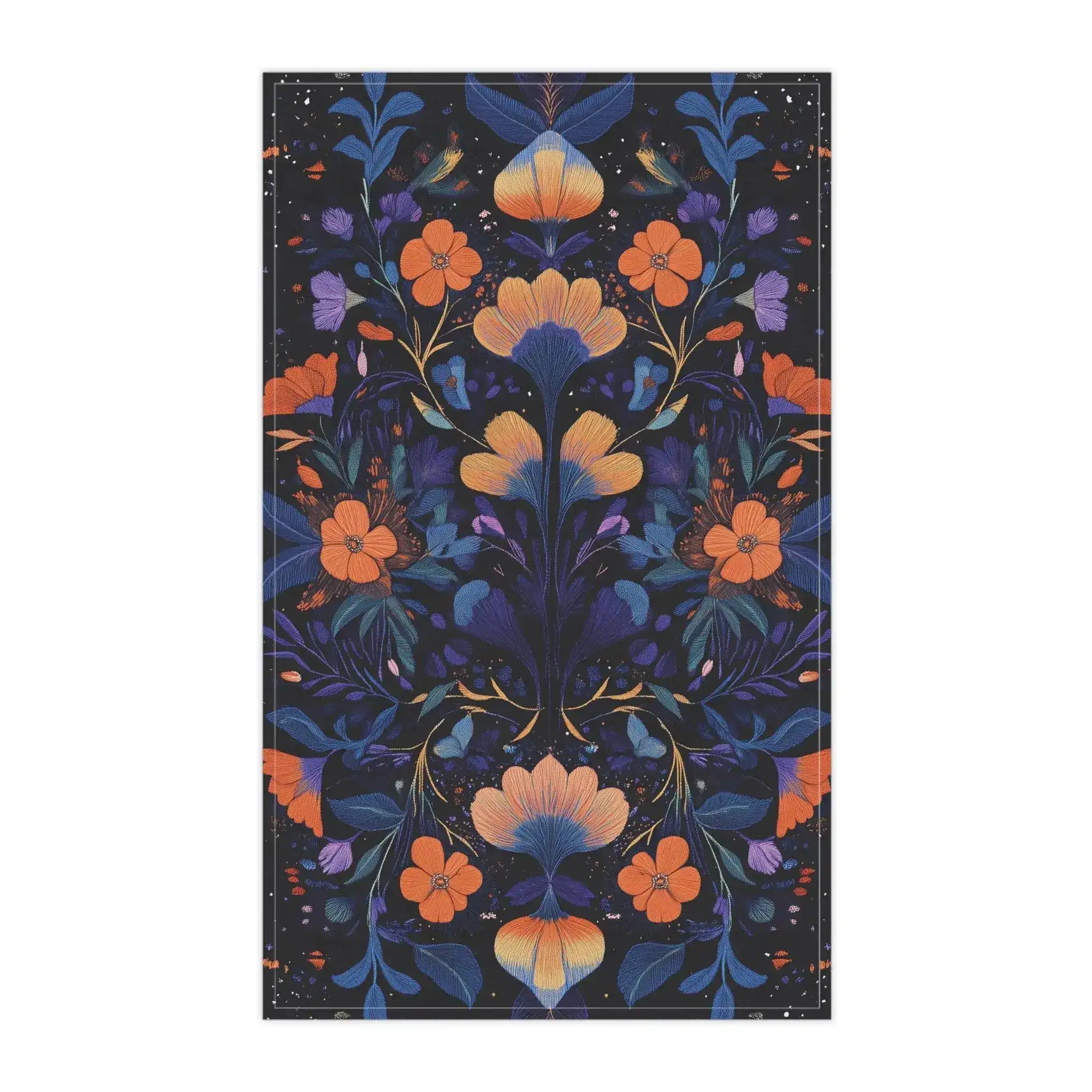 Botanical Bliss Floral Design Cotton Kitchen Towel