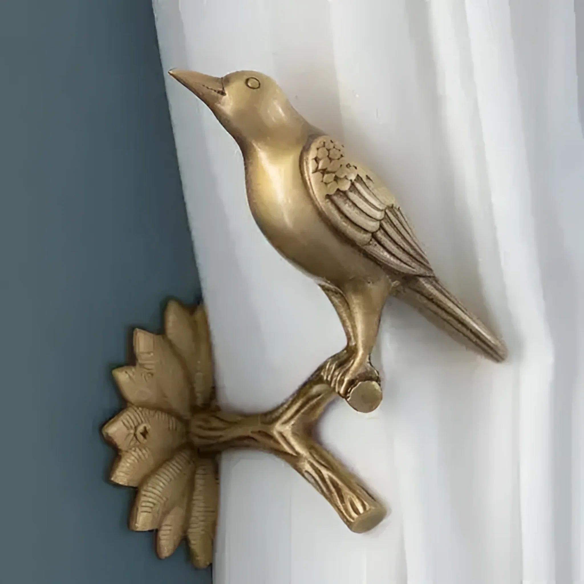Brass Bird on Tree Branch Curtain Hook