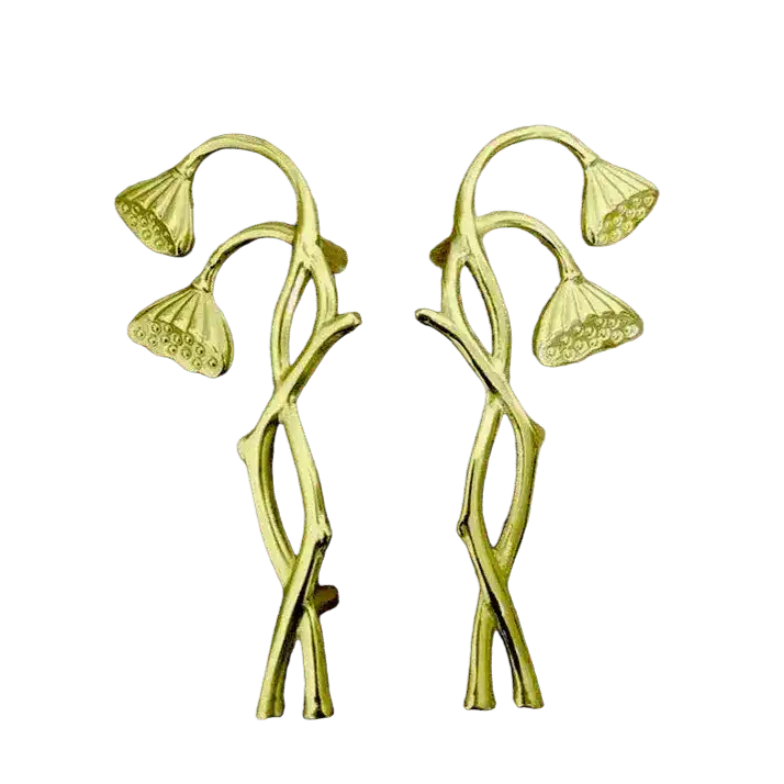 Brass Poppy Flower Door Handles