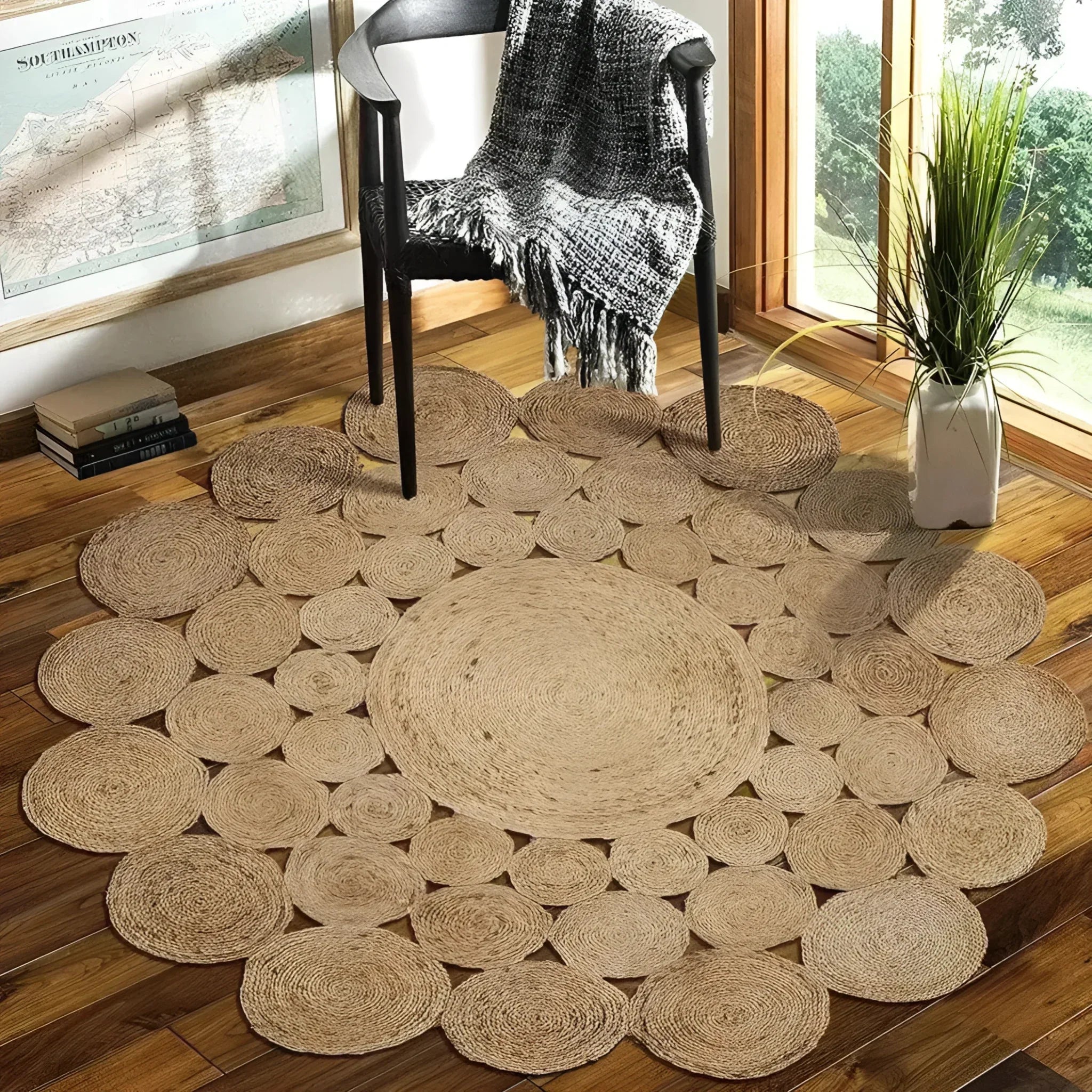 Bria Natural Jute Round Area Rug