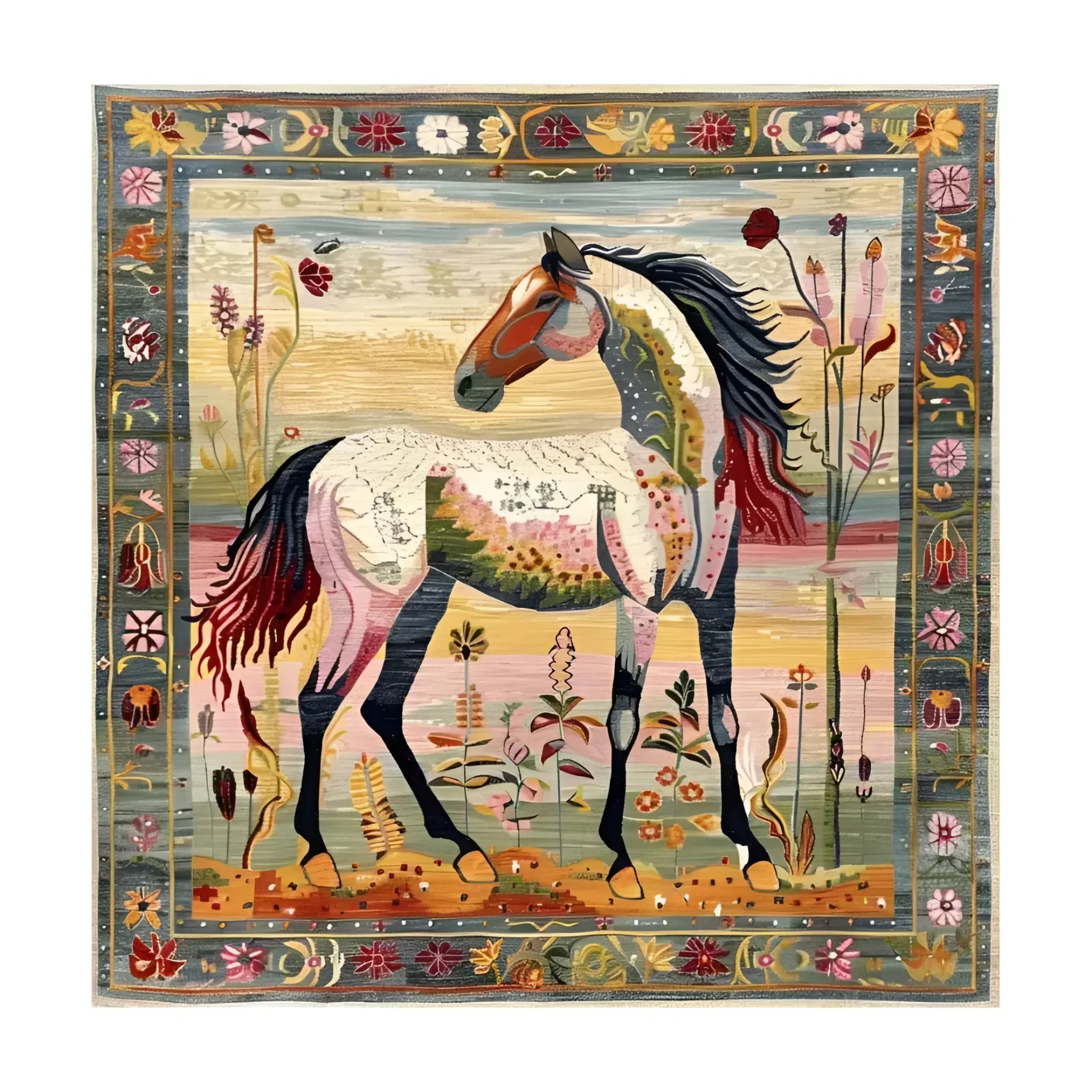 Bright Meadow Steed Hand Knotted Area Rug