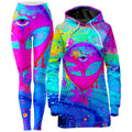 Alien Melt Pink Hoodie Dress and Leggings Combo