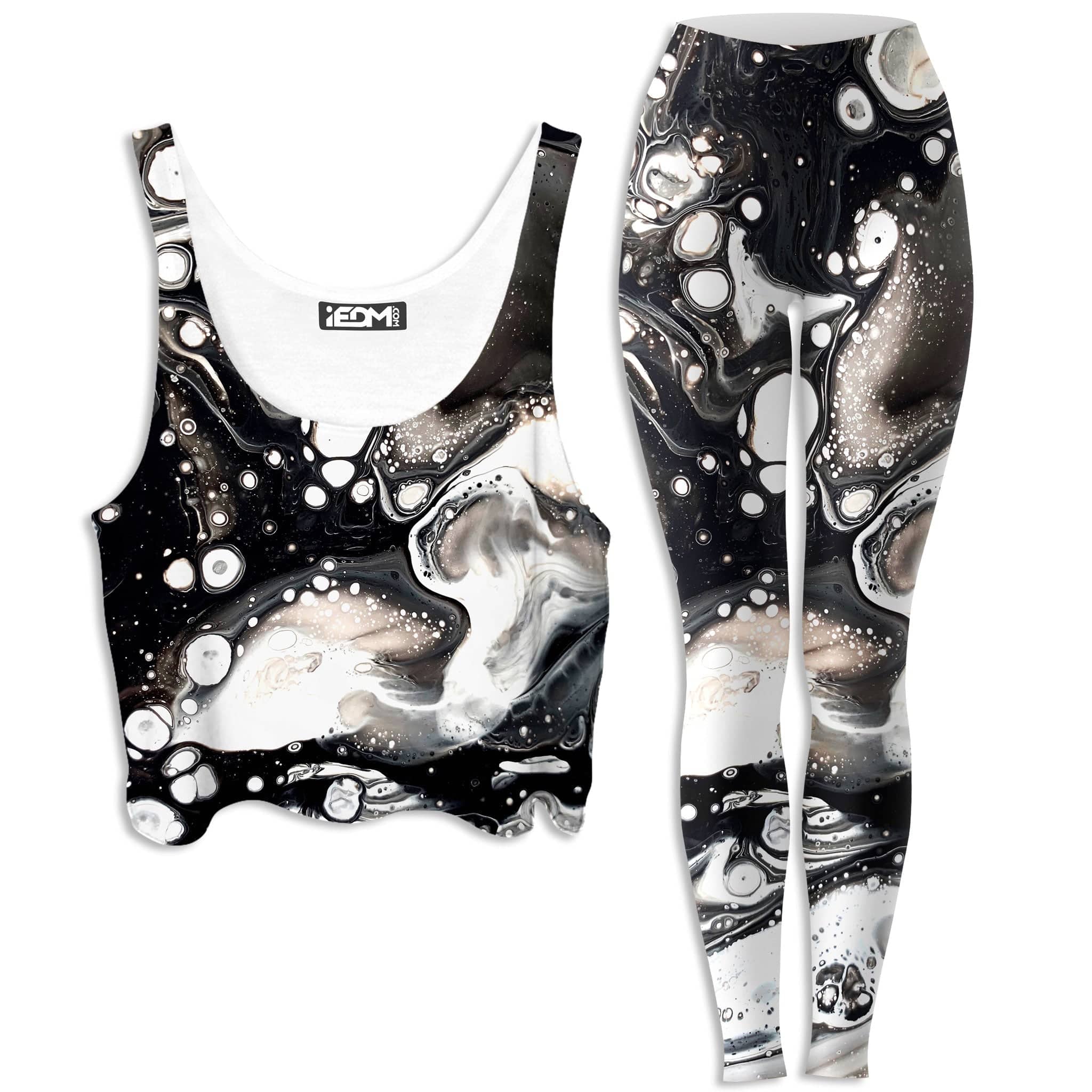 Monochrome Melt Crop Top and Leggings Combo