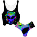 Splatter Alien Crop Top and Booty Shorts Combo