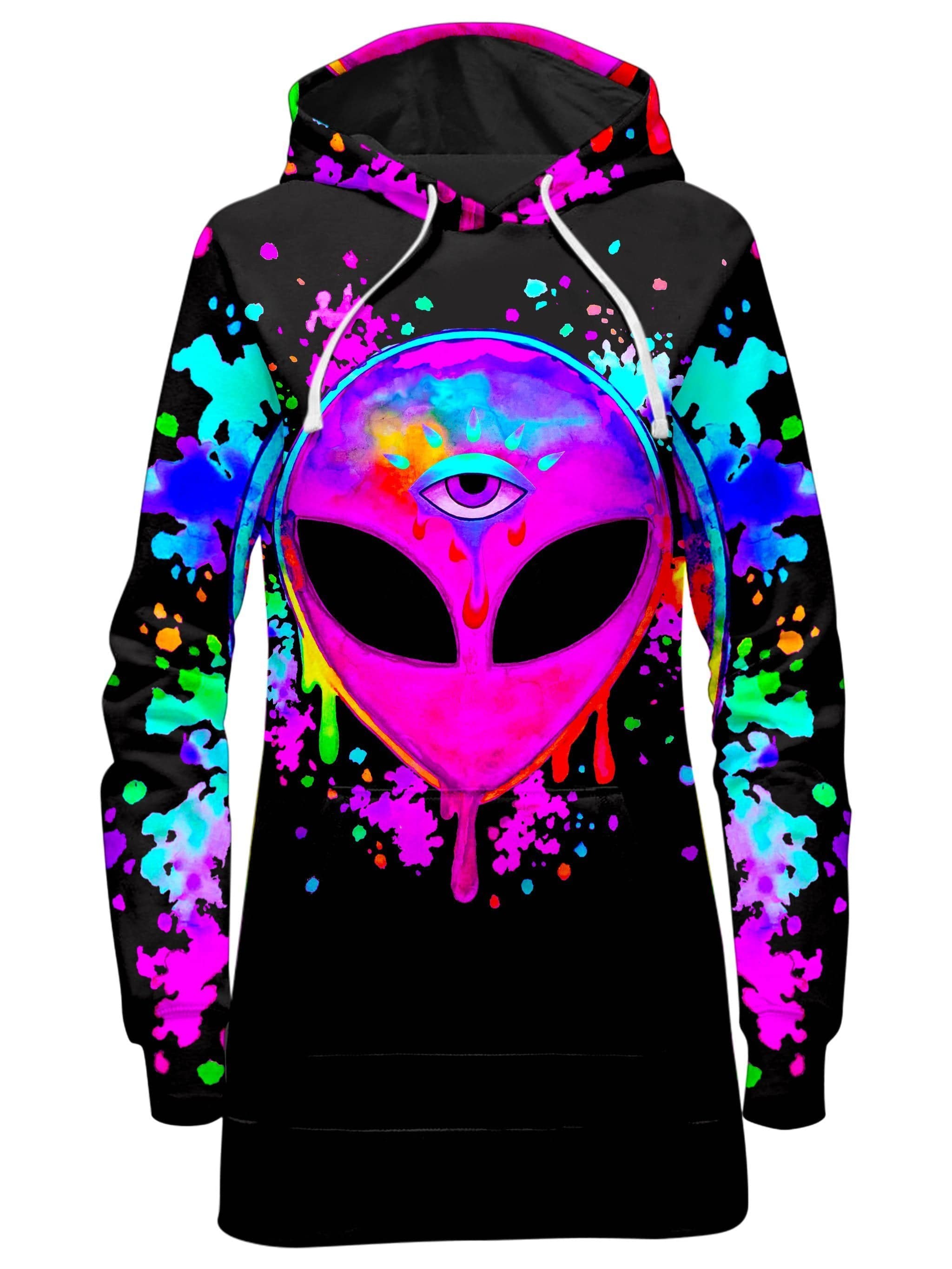 Splatter Alien Pink Hoodie Dress