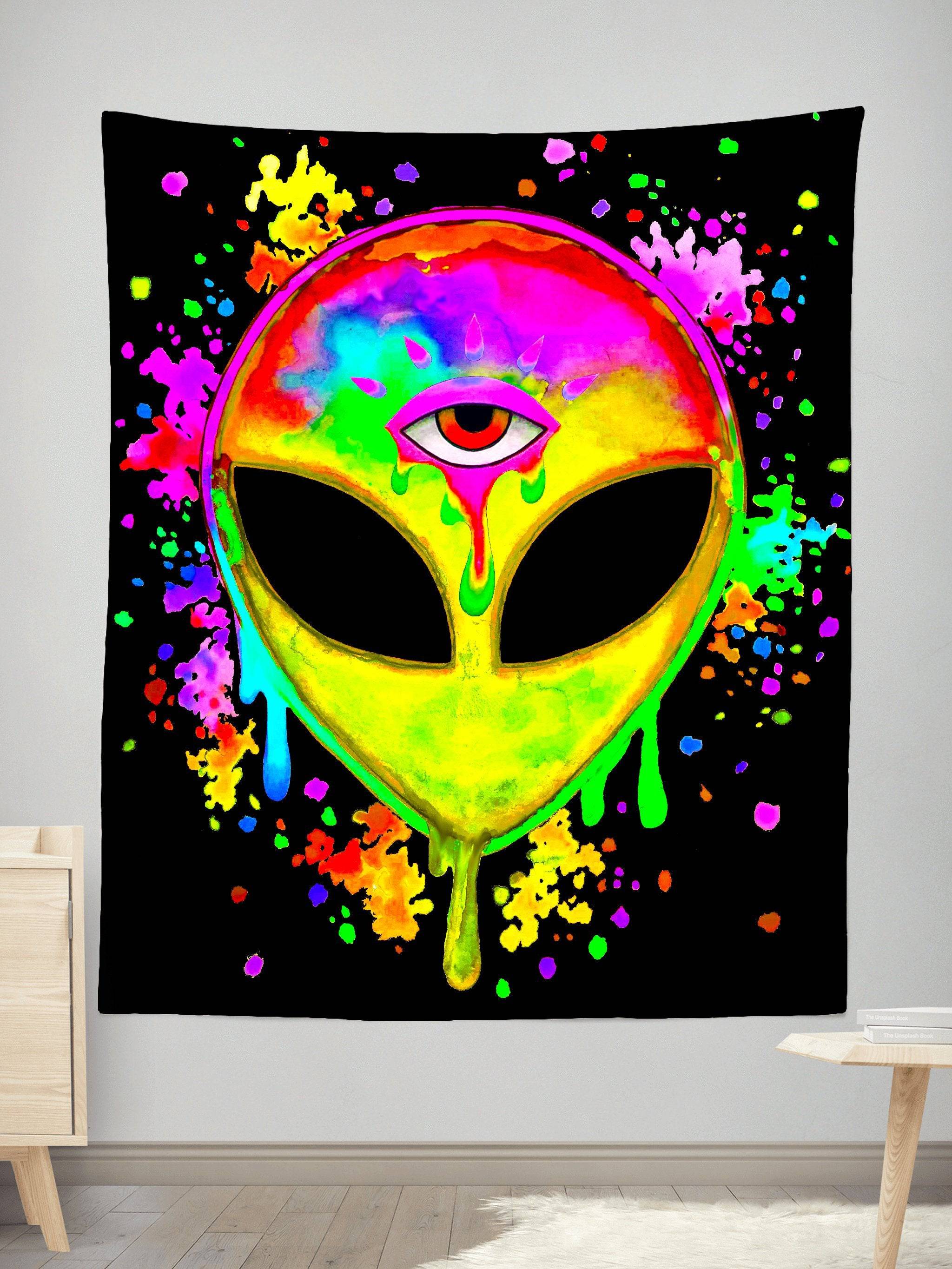 Splatter Alien Yellow Tapestry