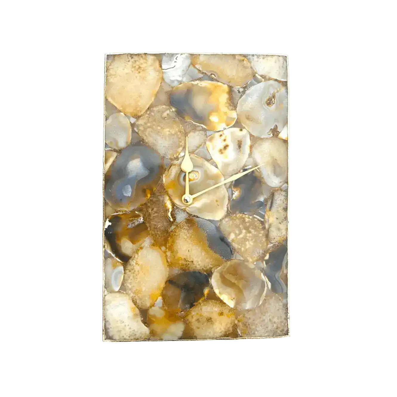 Brown Crystal Agate Rectangular Large Wall Clock