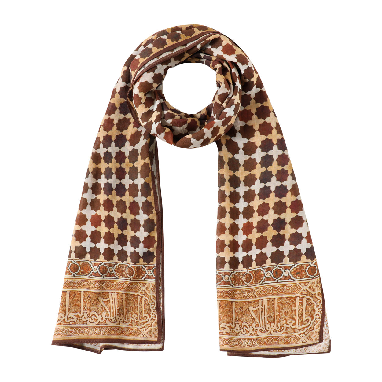 Brown Islamic Art-Inspired Modal Scarf Andalus