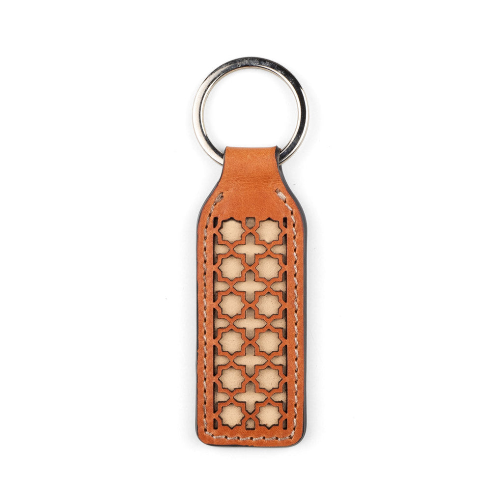 Brown Laser Cut Leather Keychain