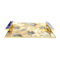 Brown Plated Agate Serving Tray With Purple Onyx Agate Handles