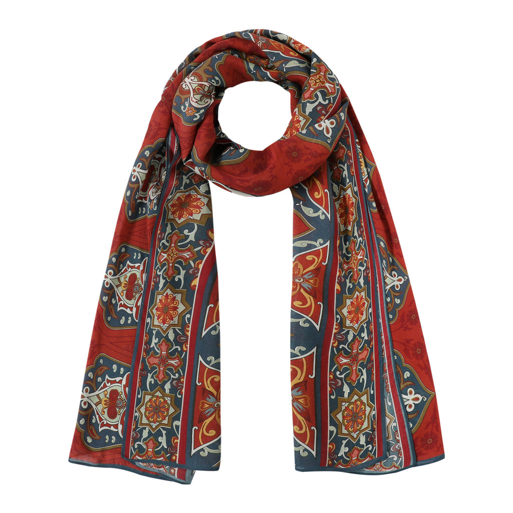 Isfahan-Inspired Red & Blue Scarf – 100% Modal