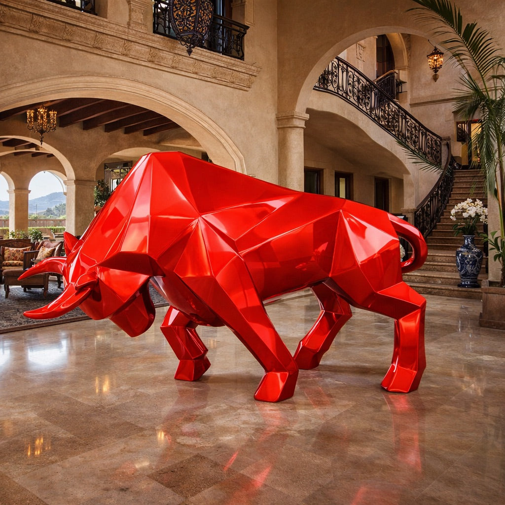 OSO Stainless Steel Apex Bull Sculpture - Height: 36 inch (91 cm)