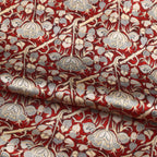 Burgundy and Gray Silk Scarf with Roses Print Noisette