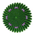 Butterflies over Flower Green Round Hand Tufted Wool Rug