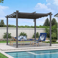 PURPLE LEAF Pérgola retráctil de aluminio para exteriores con techo protector solar, terraza, refugio para el patio trasero, pabellón metálico para barbacoa
