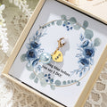 Personalizado Azul Perla Corazón Encanto Ramo Clip con Texto y Floral Tarjeta Algo Azul Boda Compromiso Regalo para Novia Dama de honor