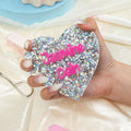 Personalizado Espejo Glitter Corazón Acrílico Uñas Arte Disco con Texto Social Media Foto Display Salón de Belleza Apertura Regalo para Manicuristas Uñas Artistas