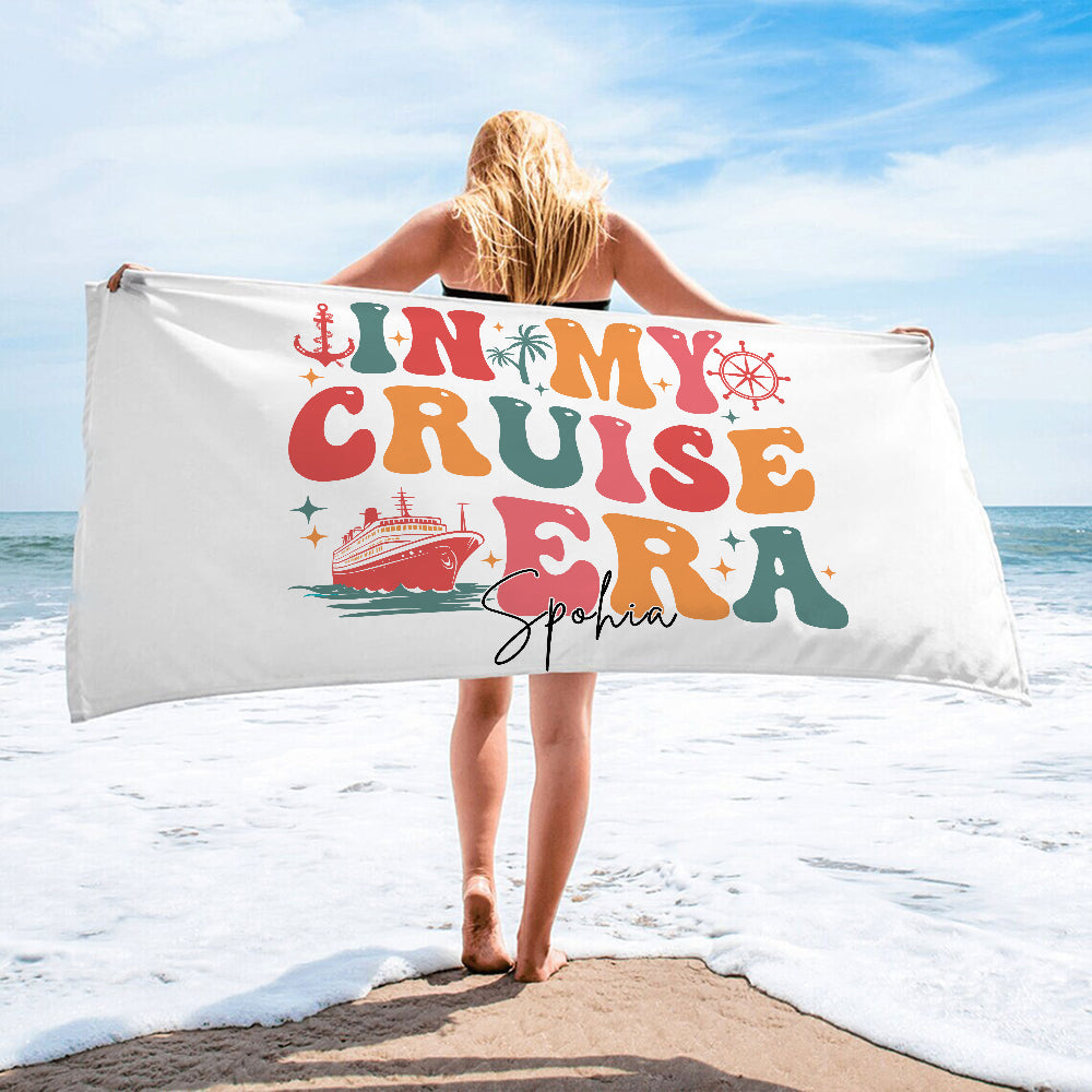 Personalizada En Mi Crucero Era Toalla de Playa de Gran Tamaño con Nombre Super Absorbente Crucero Viaje Verano Vacaciones Cumpleaños Regalo para Familia Amigos
