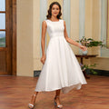 Bridal Wedding Dress Ivory Sleeveless Asymmetrical Square A-line Satin