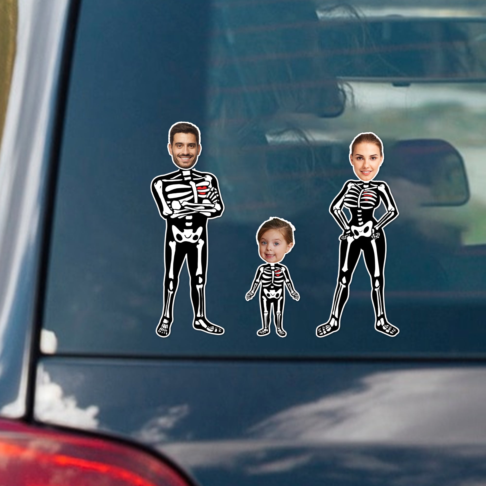 Personalizada Esqueleto 1-7 Fotos de la cara a prueba de agua Pegatinas Nuevo coche de Halloween de regalo para la familia amigos propietarios de automóviles