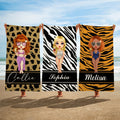 Personalizada de imitación de piel de leopardo de impresión de dibujos animados Beach Girl suave de secado rápido Toalla de playa con nombre de la piscina Essentials regalo de cumpleaños para las muje