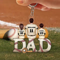 Llavero acrílico personalizado de papá y 1-4 niños de béisbol con nombres y números Regalo de cumpleaños del Día del Padre para papá Jugadores amantes del béisbol