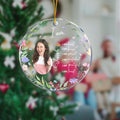 Personalizada Nacimiento Flor Foto Acrílico Ornamento con Nombre Árbol Decoración Navidad Cumpleaños Regalo para la Familia Amigo