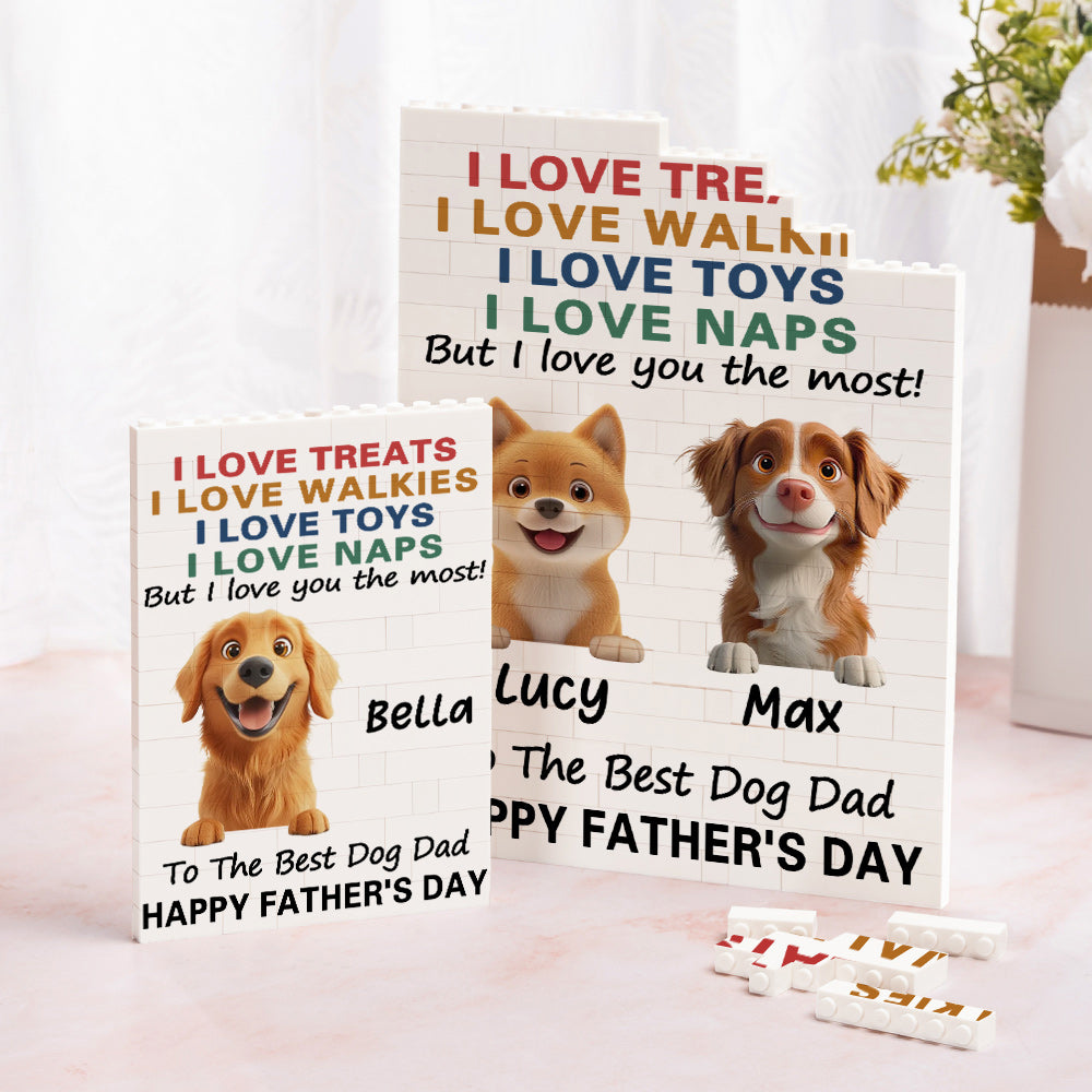Personalizado To The Best Dog Dad 3D 1-4 Simpáticos Perros Building Brick Puzzles con Nombre Decoración del Hogar Día del Padre Regalo de Aniversario para Papá Perro Amante de Mascotas