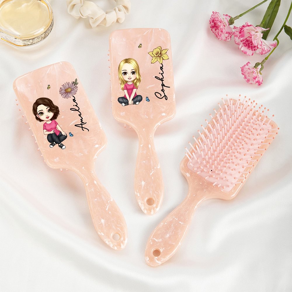 Personalizado Nacimiento Flor Caricatura Personaje Paleta Cojín de Aire Peine con Nombre y Mango Maquillaje Herramienta Cumpleaños Boda Fiesta Regalo para Mujeres Niñas