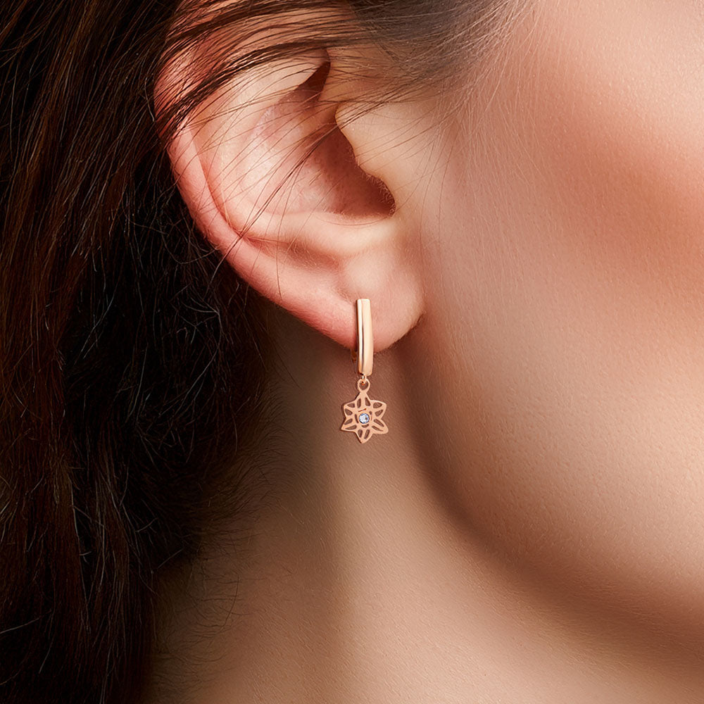 Pendientes Personalizados Minimalistas Flor de Nacimiento Piedra de Nacimiento Día de la Madre Cumpleaños Aniversario Regalo para Mujer
