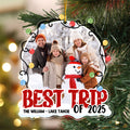 Luces de Navidad Personalizadas Mejor Viaje Foto Acrílico Adorno Colgante con Texto Año y Cuerda de Oro Decoración del Hogar Regalo de Navidad para Amigos de la Familia