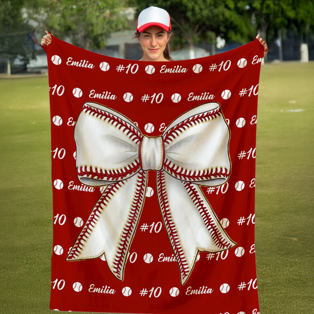 Manta de béisbol personalizada con nombre Decoración del hogar Regalo de cumpleaños para los amantes de los deportes de pelota