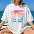 Personalizada Cocotero Atardecer Playa Camiseta Sudadera Sudadera con Capucha con Nombre Vacaciones Fiesta en la Playa Cumpleaños Regalo para Familia Amigos