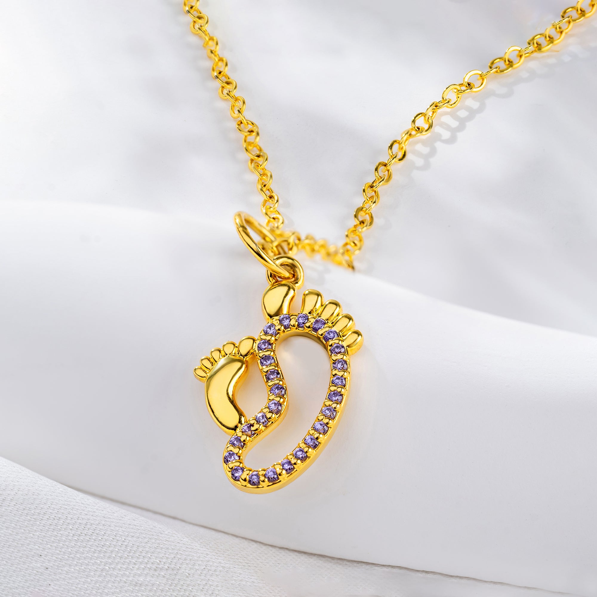 Collar Personalizado de Huellas de Bebé y Mamá con Piedra de Cumpleaños Regalo de Baby Shower para Mamá Recién Nacida