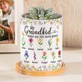Maceta de Cerámica con Nombre y Bandeja de Bambú Personalizada con Flor de Nacimiento Estilo Cristal Regalo para el Día de la Madre para Mamá Abuela