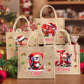 Personalizada de dibujos animados de Navidad Pingüino Reno Inicial de gran capacidad Bolsa de asas con nombre de Navidad Regalo para Mujeres Niños