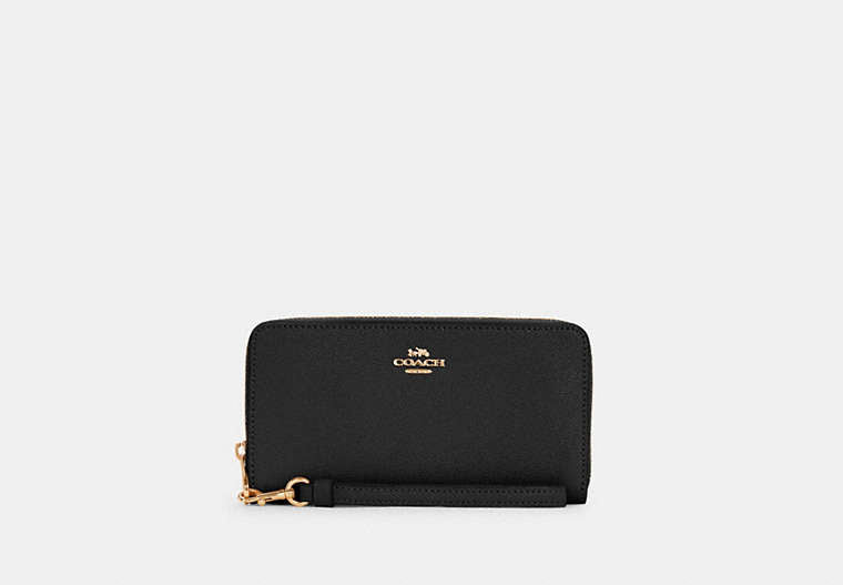 COACH® Women's Cartera Con Cremallera Perimetral Larga en Negro | Cuir