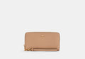 COACH® Women's Cartera Con Cremallera Perimetral Larga en Beige | Cuir